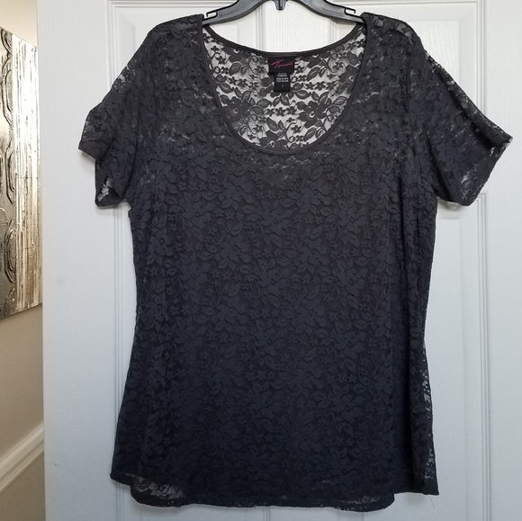 torrid Tops - Torrid Deep Grey Lace Top